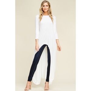 3/4 Quarter length sleeve high low tunic